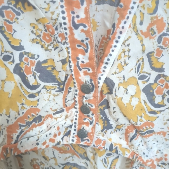 Free People orange white sun open back long sleeve dressBoho flounce sz XS. - Picture 7 of 8